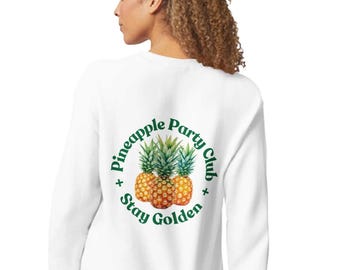 Pineapple Sweatshirt Unisex Oversized – “Stay Golden” Statement Pullover with Back Print – Minimal Streetwear