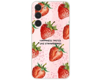 Funda flexible Samsung con diseño de fresa: personalizable, mate, ligera y resistente a los golpes – Galaxy S23, S22, S21