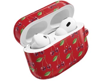 Funda para AirPods con motivo de cereza, diseño Aesthetic Fruity Club, funda protectora brillante