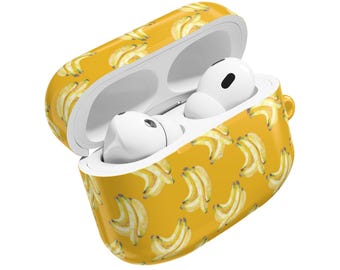 Estuche para AirPods con diseño de plátano, diseño Aesthetic Fruity Club, estuche protector brillante