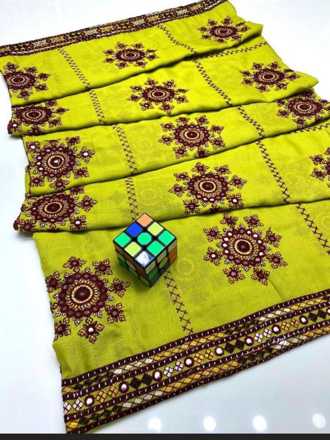 Multani Handmade Handmade Chadar | Multani Embroidery & Mirror Work | Lightweight Swiss ...