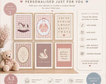 Custom Nursery prints (A3) Design your own print collection Personalised Art prints Custom Nursery Decor