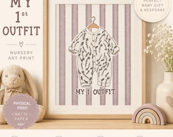 Personalised Baby’s First Outfit Print | Newborn Keepsake Wall Art | Custom Baby Clothing Illustration | Nursery Decor Gift