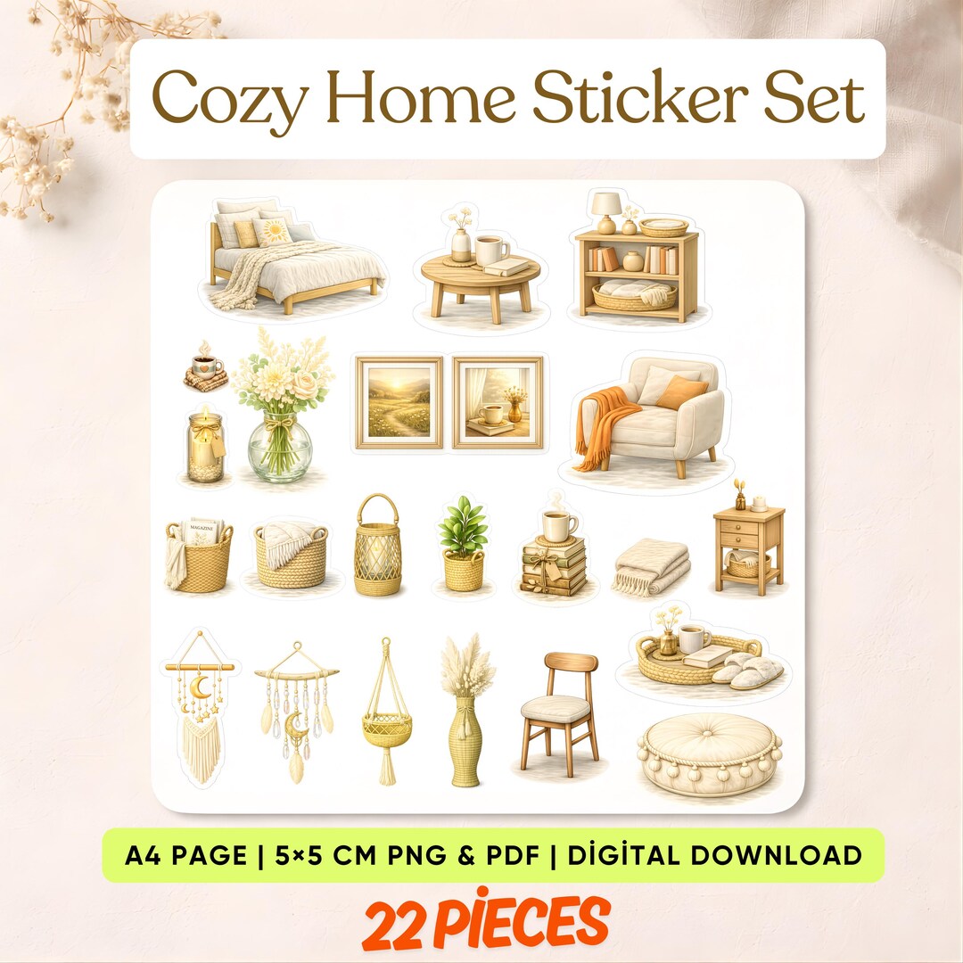 Cozy Home Sticker Set - Planner Stickers for Journaling Scrapbooking ...