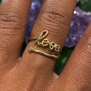 Dainty Love Ring, Love Promise Ring, Gold Stackable Ring, Birthday Gift for Her, Anniversary Gifts for Them, Adjustable Gold Ring