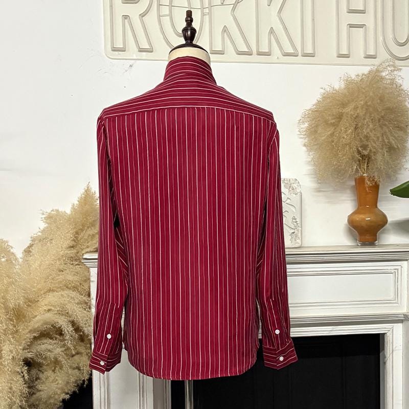 burgundy striped men's dress shirt Cinch Men's Burgundy Stripe Long Sleeve Button-Down Shirt