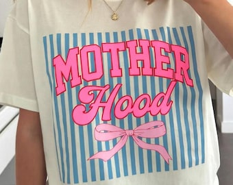 Striped Coquette Motherhood PNG, Trendy Mama Sublimation Design (Digital Download)
