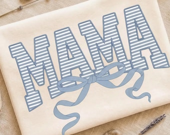 Mama Bow Striped PNG for T-Shirts | sublimation design | Digital Download