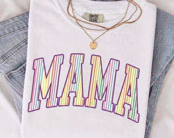 Rainbow Mama PNG, Colorful Retro Lettering, Cute Mother's Day Shirt Design Sublimation, Digital Download