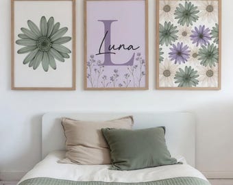 Personalized Wildflower Nursery Print: Boho Watercolor Floral Wall Art (Digital Download)