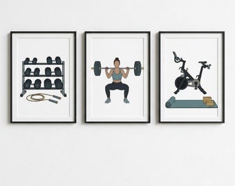 Fitness Gym Wall Art Set - Workout Decor | Digital Download