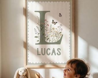 Baby Name Wall Art, Customized Letter Printable Poster (Digital Download)