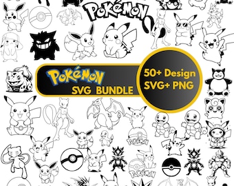 Pokemon SVG PNG Bundle, Pikachu Svg Snorlax  Eevee, gengar Charmander  Mewtwo Charizard svg png Bulbasaur | Pokeball Png (Digital Download)