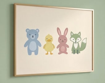 Cute Baby Animals Nursery Wall Art Printable | kid nurser room wall art | Digital Download