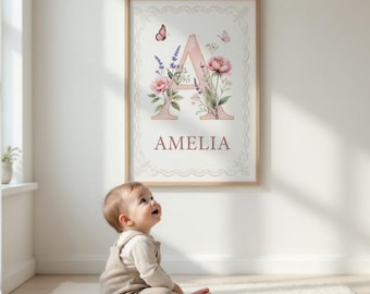 Baby Name Wall Art, Customized Letter Printable Poster (Digital Download)