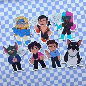 Dispatch Stickers: Robert, Blonde Blazer, Invisigal, Flambae, Prism, Sonar, Beef