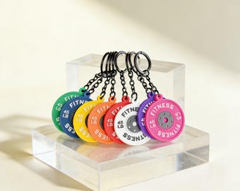 Mini Barbell Plate Keychain | Colorful Fitness Bag Charm | Gym Weight Disc Keyring | Dopamine Style Accessory Gift