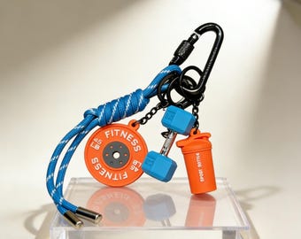 Mini Barbell Dumbbell Keychain | Colorful Fitness Bag Charm | Fun Gym Accessory Gift