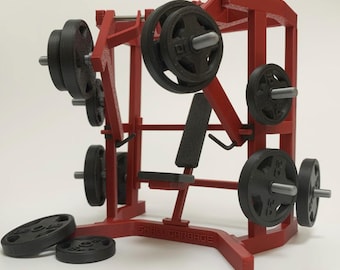 3D Printed Mini Chest Press Gym Machine Model｜Desktop Fitness Equipment Decor｜PLA & Stainless Steel｜Red