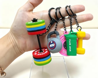 Mini Barbell & Kettlebell Keychain | Fitness Dopamine Bag Charm | DIY Color Gym Accessory Gift