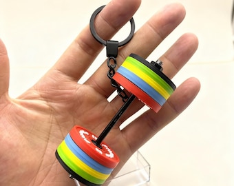 Removable Barbell Plate Keychain, Mini Weight Plate Charm, Fitness Gift for Gym Lovers, Colorful Strength Training Keychain