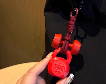 Mini Dumbbell Kettlebell Keychain | Gym Style Bag Charm | Fitness Accessory Pendant | Sport Lover Gift | Workout Inspired Keyring
