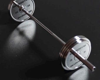 304 Stainless Steel Barbell Desk Model Mirror Finish | Mini Gym Display Decor with Base Fitness Gift for Men Women