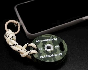 Mini Barbell Plate Keychain Camo Gym Accessory | ABS Lightweight Weight Plate Charm for Keys Phone Bag | Fitness Gift Set