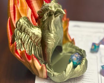 Phoenix Dice Tower | Multicolored Dice Roller | D&D Tabletop Gaming Accessory