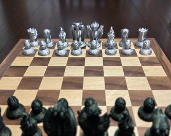 3D Printed Chess Set - Dragon Kingdom