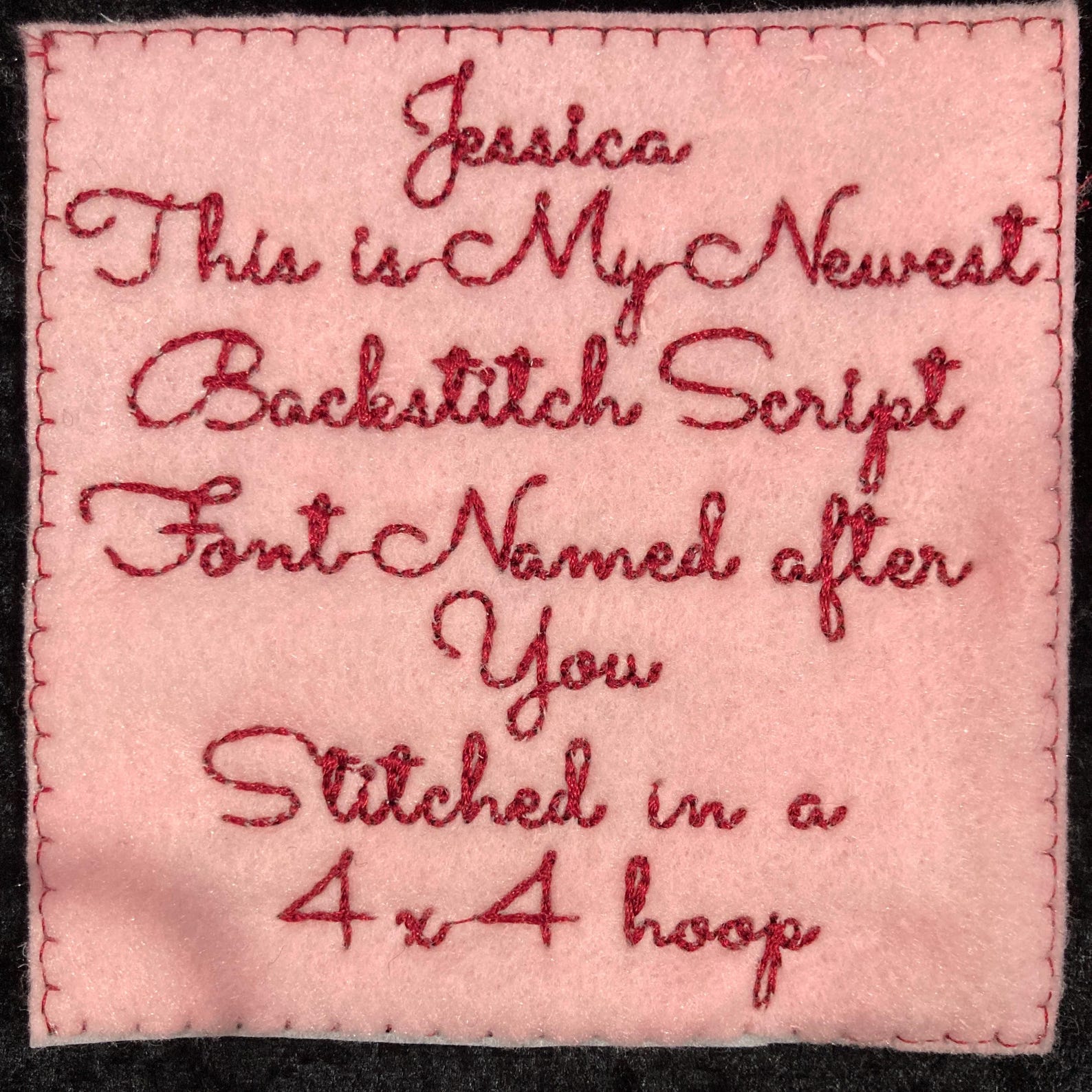 Jessica Script Jessica Backstitch Script Embroidery Font - Native BX (digital File ...