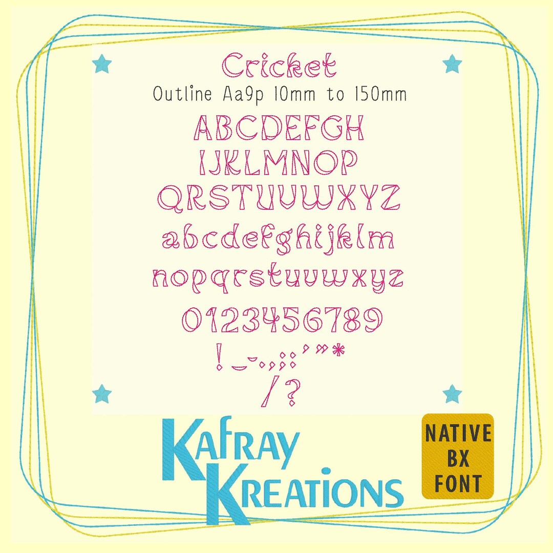 Cricket Outline Embroidery Font - Native BX (digital File Only), Aa9p ...