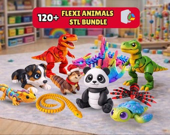 Flexi Animal STL Bundle | 120+ Articulated 3D Print Toys (Digital Download)