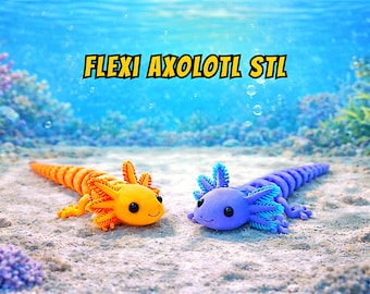 Flexi Axolotl STL-bestand | Gelede axolotl 3D-print | Flexibel axolotlspeelgoed | Flexi Animals STL | Print-in-place Axolotl | Fidgetspeelgoed SBL