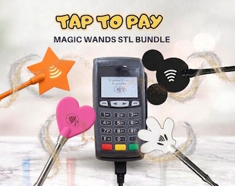 Tap to Pay toverstaf STL-bundel | NFC-toverstafjes | 3D-afdrukbestanden | Contactloze betaalknop | 3D-tik om te betalen | Digitale download