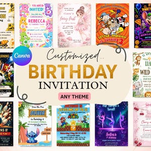 Invito di compleanno personalizzato a tema / Invito di compleanno stampabile personalizzato / Qualsiasi età, tema / Invito digitale / Invito Canva