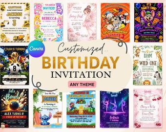 Custom Birthday Invitation Any Theme | Personalized Printable Birthday Invite | Any Age, Theme | Digital Invitation | Canva Invitation