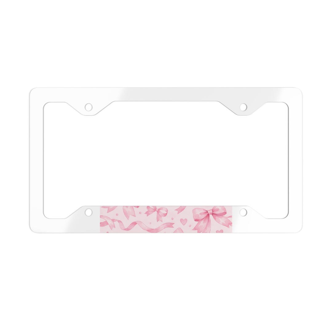 Pink License Frame Pink Floral Bow License Plate Frame | Metal Decorative Tag Border - Etsy