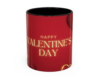 Valentine's Day Heart Pattern Coffee Mug | Accent Coffee Mug 11oz 15oz