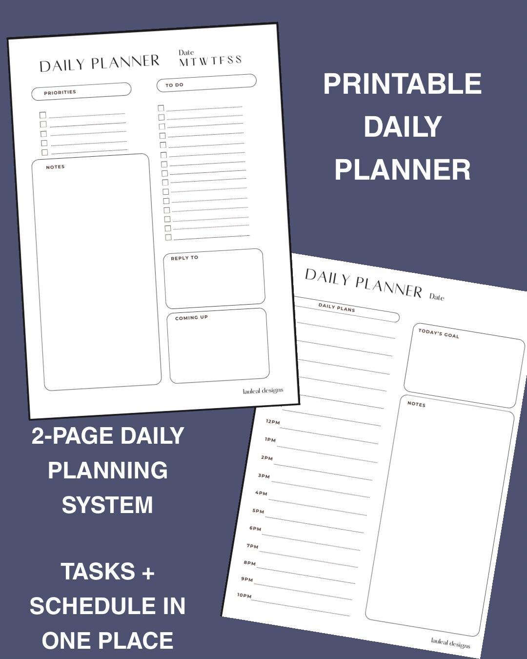 Printable Daily Planner PDF | Minimal Daily Schedule & To-do List ...