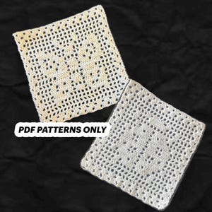 Pacote de padrões em PDF para porta-copos/toalha de mesa de crochê filé com borboleta e joaninha