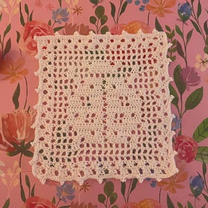 Ladybug handmade filet crochet doily/ coaster