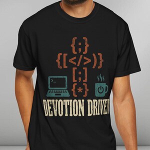 Christian Programmer Shirt Devotion Driven Tech Faith Cross Tee Gift for Software Engineer Web Developer IT Professional Coding Geek Top