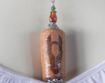 Dark Horse Winery Repurposed Up-cycled Natural Wine Cork Charm Necklace