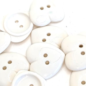 Vintage Heart Shaped Acrylic Sew Through Button Covers in White