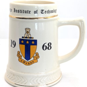 Vintage 1968 Carnegie Institute of Technology CMU Porcelain Ceramic Fraternity Graduation Floater Beer Stein Mug