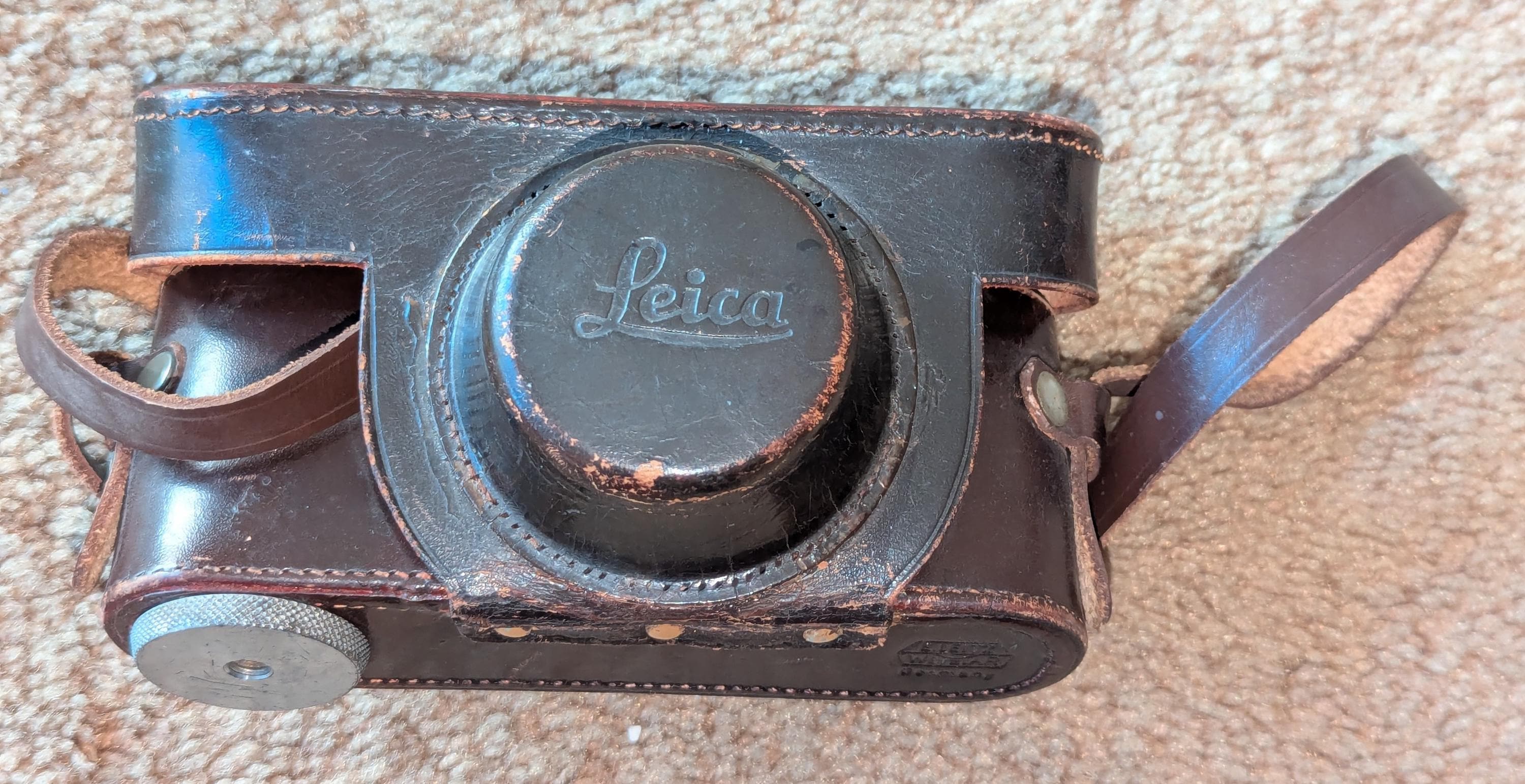 Vintage Leica Brown Leather Camera Case With Strap by Leitz