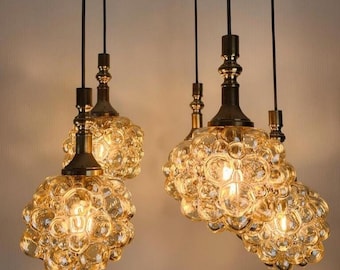 Mid Century Bubble Glass Pendant/ Vintage Glass Chandelier/ by