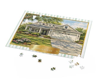 Regalo personalizado / Rompecabezas de casa de acuarela / Regalo personalizado de 500 piezas para inauguración de la casa, recuerdo para nuevos propietarios