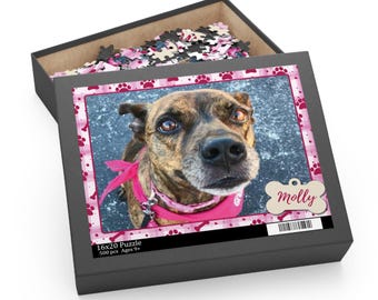 Regalo personalizado / Rompecabezas rosa de 500 piezas para mascotas, recuerdo personalizado para mamás de perros
